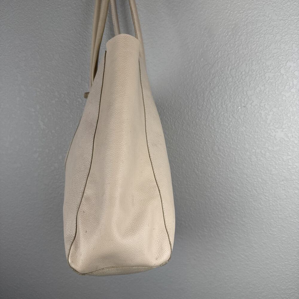 Lucky Brand Jaid Shoulder Tote Bag Purse Shopper Stucco Ivory Pebbled Leather - Picture 3 of 10